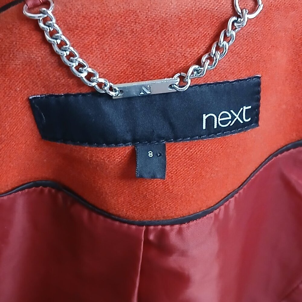 NEXT Military Trench Winter Coat Mid Length Red Size UK 8/US 4 - Picture 8 of 8